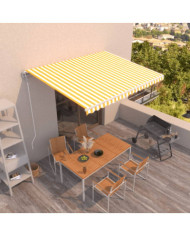 Auvent rétractable automatique 450x300 cm Jaune et blanc | Mobilier & Déco