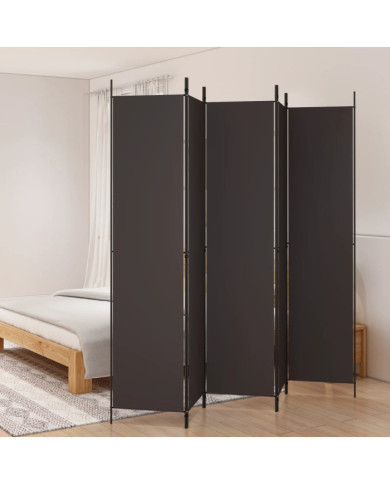 Cloison de séparation 5 panneaux Marron 250x220 cm Tissu | Mobilier & Déco