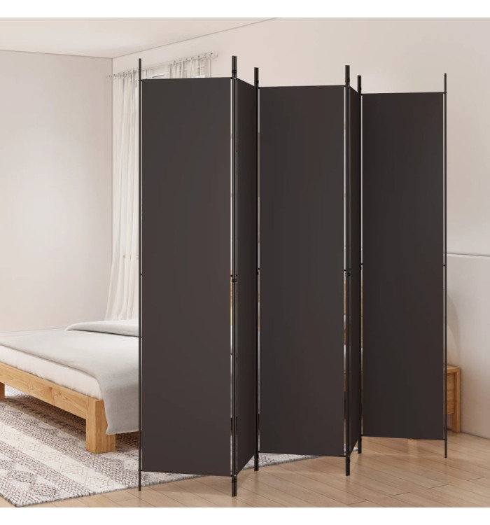 Cloison de séparation 5 panneaux Marron 250x220 cm Tissu | Mobilier & Déco