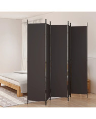 Cloison de séparation 5 panneaux Marron 250x220 cm Tissu | Mobilier & Déco