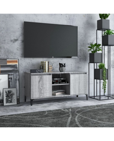 Meuble TV avec pieds en métal Sonoma gris 103,5x35x50 cm | Mobilier & Déco
