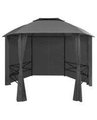 Chapiteau tente de jardin avec rideaux Hexagonal 360 x 265 cm | Mobilier & Déco