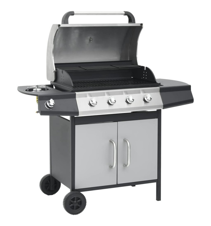 Barbecue à gaz 4+1 zones cuisson Noir et argenté Acier et inox | Mobilier & Déco