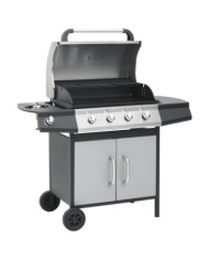 Barbecue à gaz 4+1 zones cuisson Noir et argenté Acier et inox | Mobilier & Déco