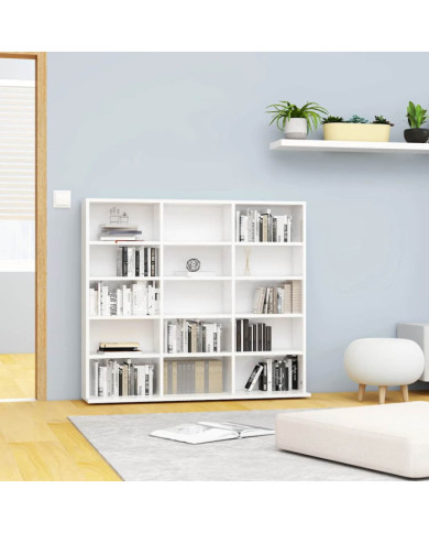 Armoire à CD Blanc brillant 100x23x89,5 cm Bois d’ingénierie | Mobilier & Déco