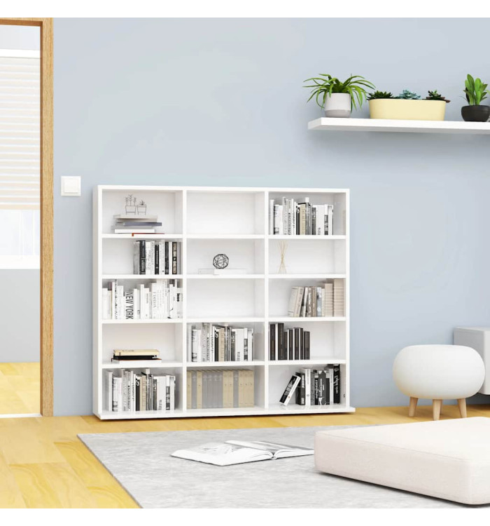 Armoire à CD Blanc brillant 100x23x89,5 cm Bois d’ingénierie | Mobilier & Déco