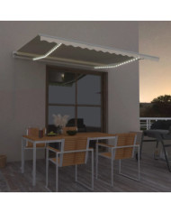 Auvent manuel rétractable avec LED 400x350 cm Crème | Mobilier & Déco