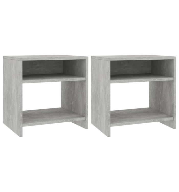 Tables de chevet 2 pcs Gris béton 40x30x40 cm Bois d'ingénierie | Mobilier & Déco