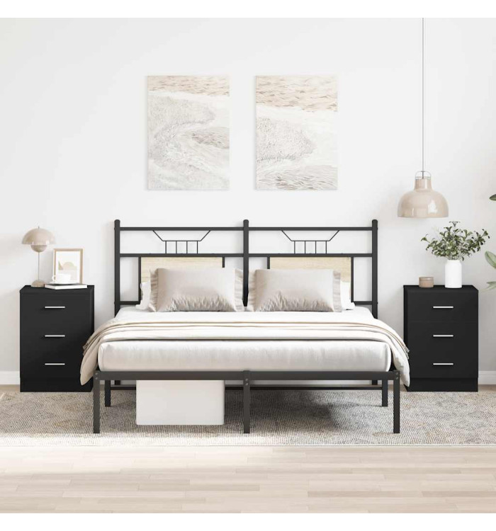 Tables de chevet 2 pcs Noir 38x35x56 cm Bois d'ingénierie | Mobilier & Déco