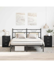 Tables de chevet 2 pcs Noir 38x35x56 cm Bois d'ingénierie | Mobilier & Déco