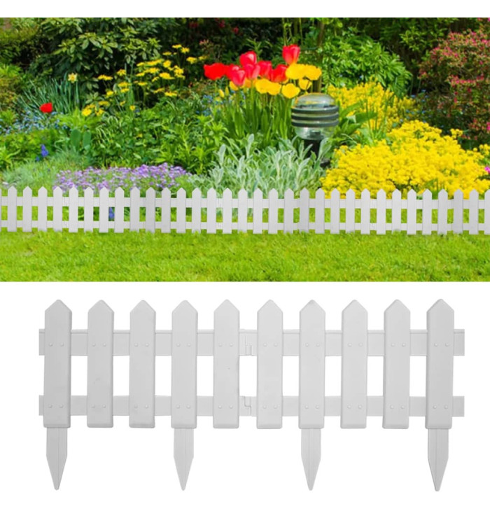 Bordures de pelouse 25 pcs Blanc 10 m PP | Mobilier & Déco