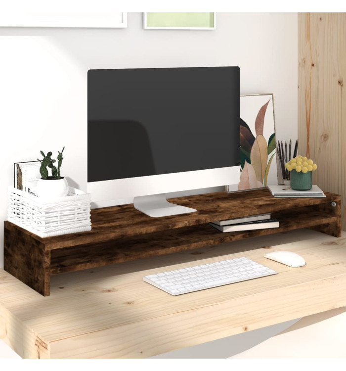 Support de moniteur Chêne fumé 100x24x13 cm Bois d'ingénierie | Mobilier & Déco