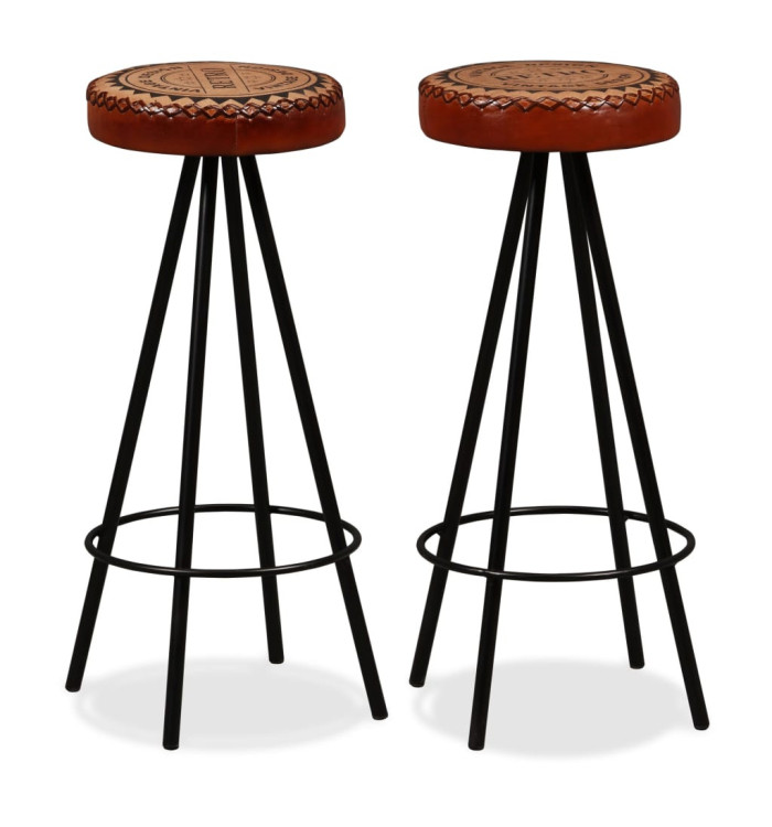 Tabourets de bar lot de 2 cuir véritable | Mobilier & Déco