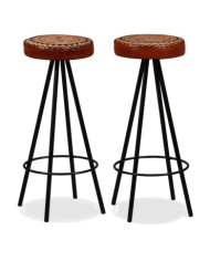Tabourets de bar lot de 2 cuir véritable | Mobilier & Déco