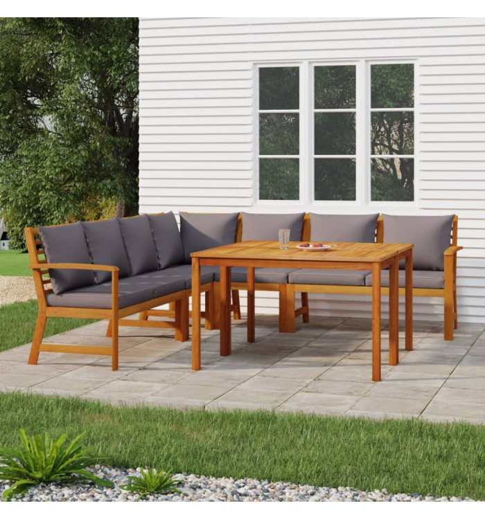 Ensemble à manger de jardin coussins 7 pcs Bois acacia | Mobilier & Déco