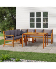 Ensemble à manger de jardin coussins 7 pcs Bois acacia | Mobilier & Déco