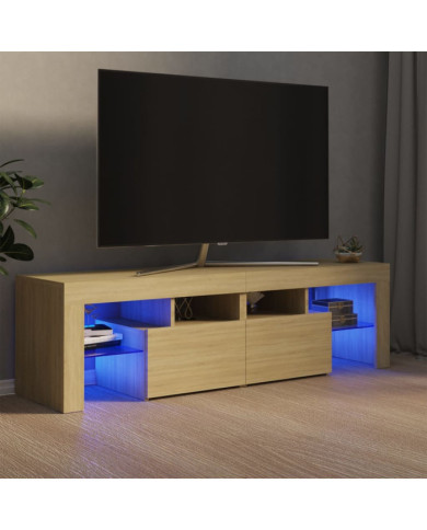 Meuble TV avec lumières LED Chêne sonoma 140x36,5x40 cm | Mobilier & Déco