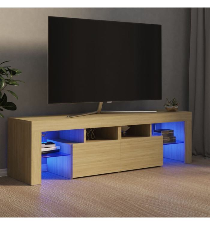 Meuble TV avec lumières LED Chêne sonoma 140x36,5x40 cm | Mobilier & Déco