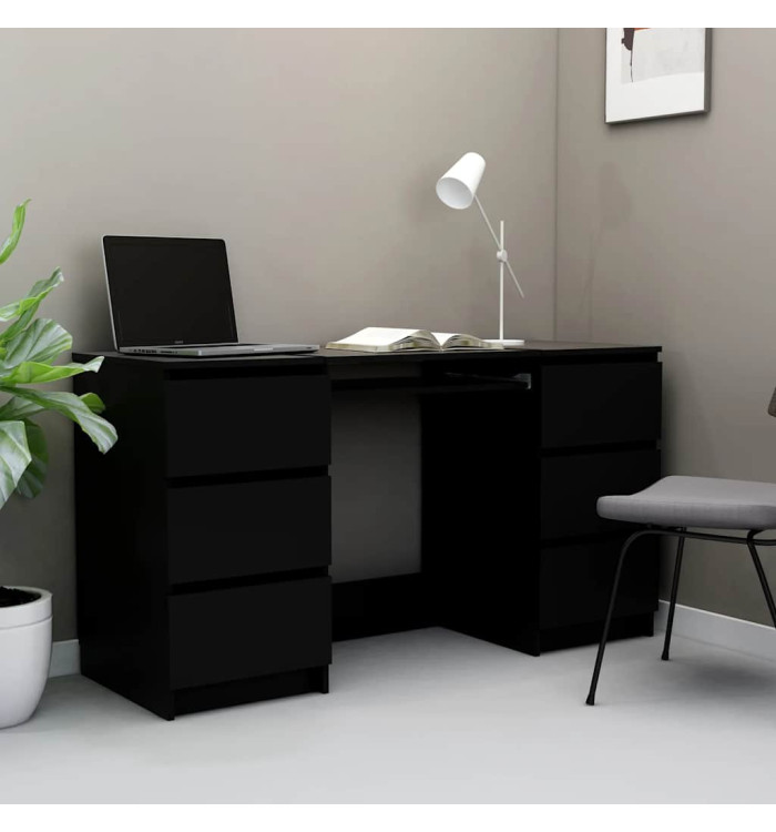 Bureau noir 140x50x77 cm Bois d'ingénierie | Mobilier & Déco