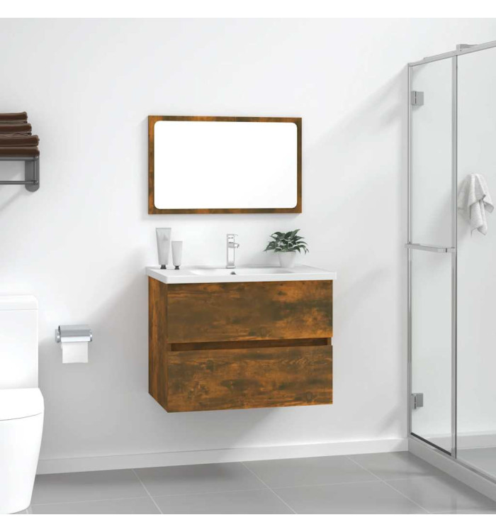 Ensemble de meubles de salle de bain 2 pcs Chêne fumé | Mobilier & Déco