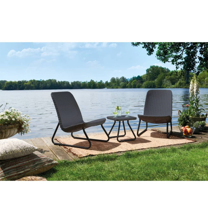 Keter Salon de jardin 3 pcs Rio Graphite | Mobilier & Déco