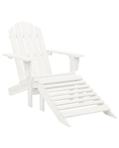 Chaise de jardin avec pouf Bois Blanc | Mobilier & Déco