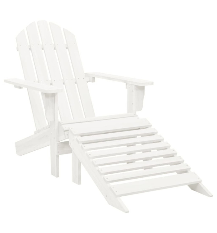 Chaise de jardin avec pouf Bois Blanc | Mobilier & Déco