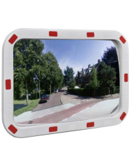 Miroir de trafic convexe rectangulaire 40x60cm avec réflecteurs | Mobilier & Déco