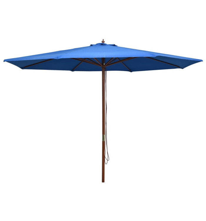 Parasol d'extérieur avec mât en bois 350 cm Bleu | Mobilier & Déco