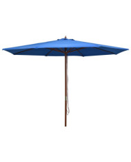Parasol d'extérieur avec mât en bois 350 cm Bleu | Mobilier & Déco