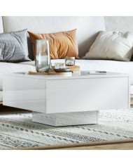 Table basse blanc brillant 60x60x31,5 cm bois d'ingénierie | Mobilier & Déco