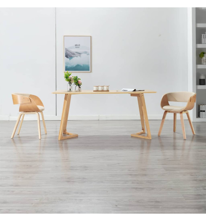 Chaise à manger Crème Bois courbé et similicuir | Mobilier & Déco
