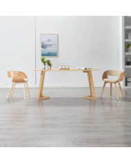 Chaise à manger Crème Bois courbé et similicuir | Mobilier & Déco
