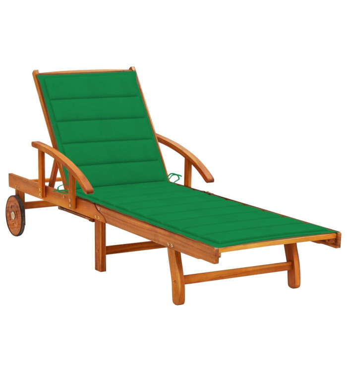 Chaise longue de jardin avec coussin Bois d'acacia solide | Mobilier & Déco