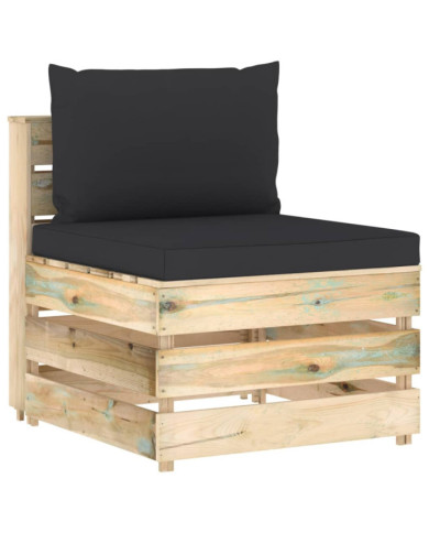 Canapé central sectionnel avec coussins Bois imprégné de vert | Mobilier & Déco
