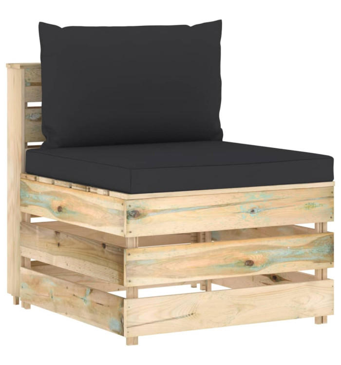 Canapé central sectionnel avec coussins Bois imprégné de vert | Mobilier & Déco