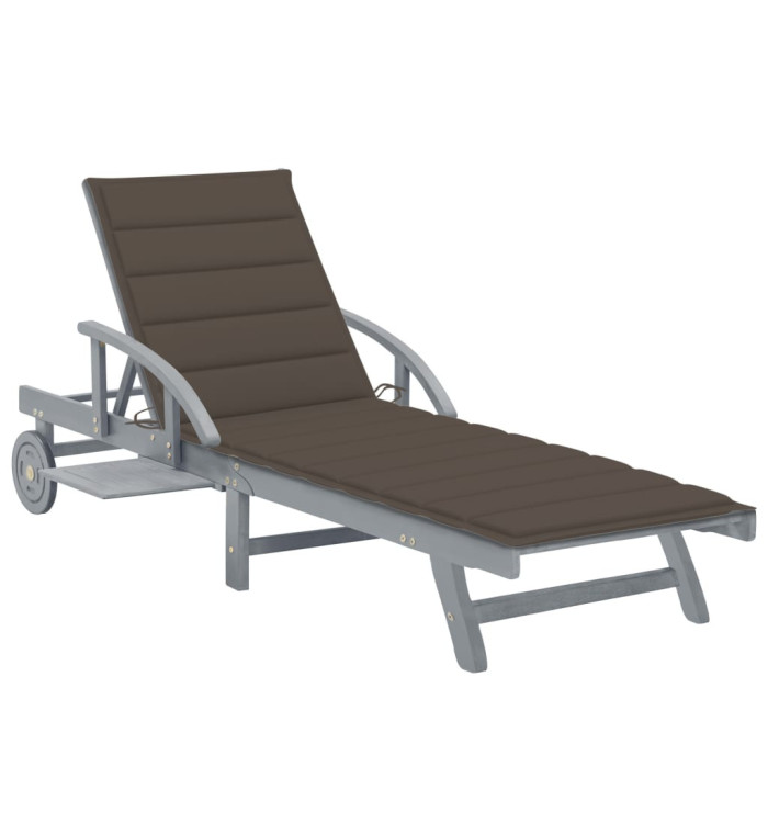 Chaise longue de jardin avec coussin Bois d'acacia solide | Mobilier & Déco
