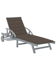 Chaise longue de jardin avec coussin Bois d'acacia solide | Mobilier & Déco