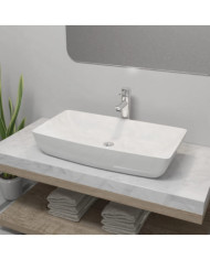 Lavabo et mitigeur Céramique Rectangulaire Blanc | Mobilier & Déco