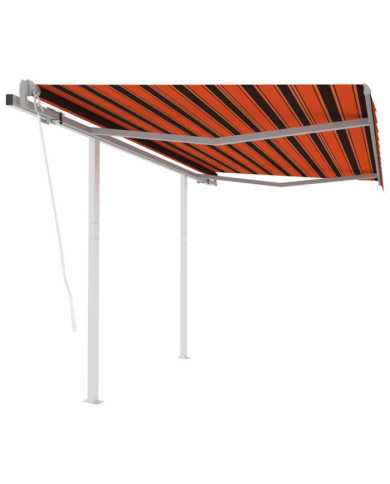 Auvent rétractable automatique et poteaux 3x2,5 m Orange marron | Mobilier & Déco