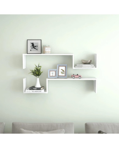 Étagères murales 2 pcs blanc 100x15x20 cm bois d'ingénierie | Mobilier & Déco
