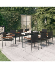 Ensemble à manger de jardin 9 pcs Noir | Mobilier & Déco