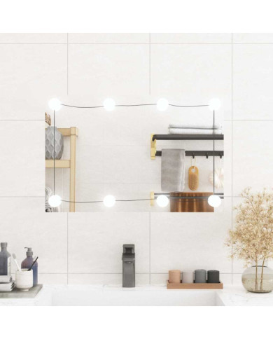 Miroir mural avec lumières LED 40x60 cm verre rectangulaire | Mobilier & Déco