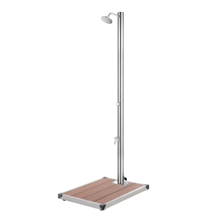 Douche de jardin avec base marron 220 cm Acier inoxydable | Mobilier & Déco