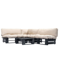 Salon de jardin palette 4 pcs avec coussins sable bois | Mobilier & Déco