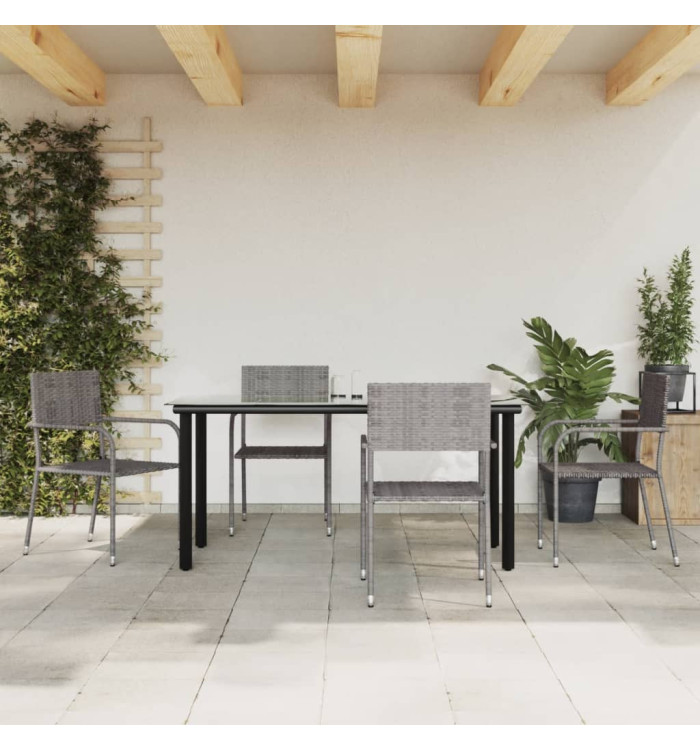 Ensemble à manger de jardin 5 pcs Gris Résine tressée | Mobilier & Déco