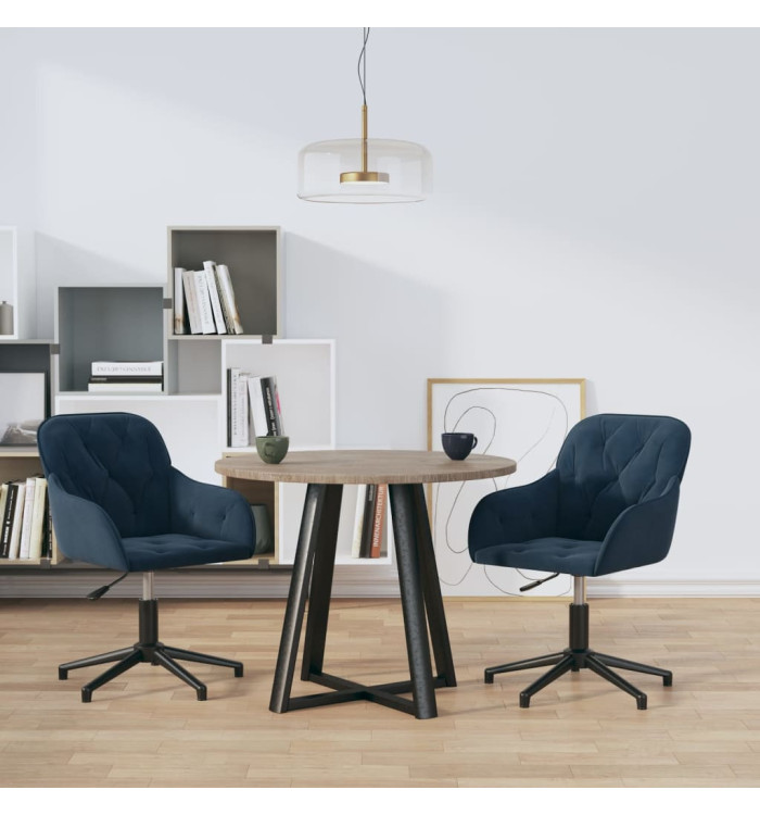 Chaises pivotantes à manger lot de 2 Bleu Velours | Mobilier & Déco