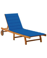 Chaise longue de jardin avec coussin Bois d'acacia solide | Mobilier & Déco