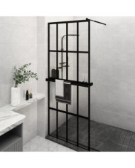 Paroi de douche avec étagère Noir 80x195 cm Verre ESGetAluminium | Mobilier & Déco