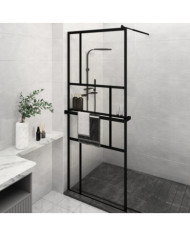Paroi de douche avec étagère Noir 80x195 cm Verre ESGetAluminium | Mobilier & Déco
